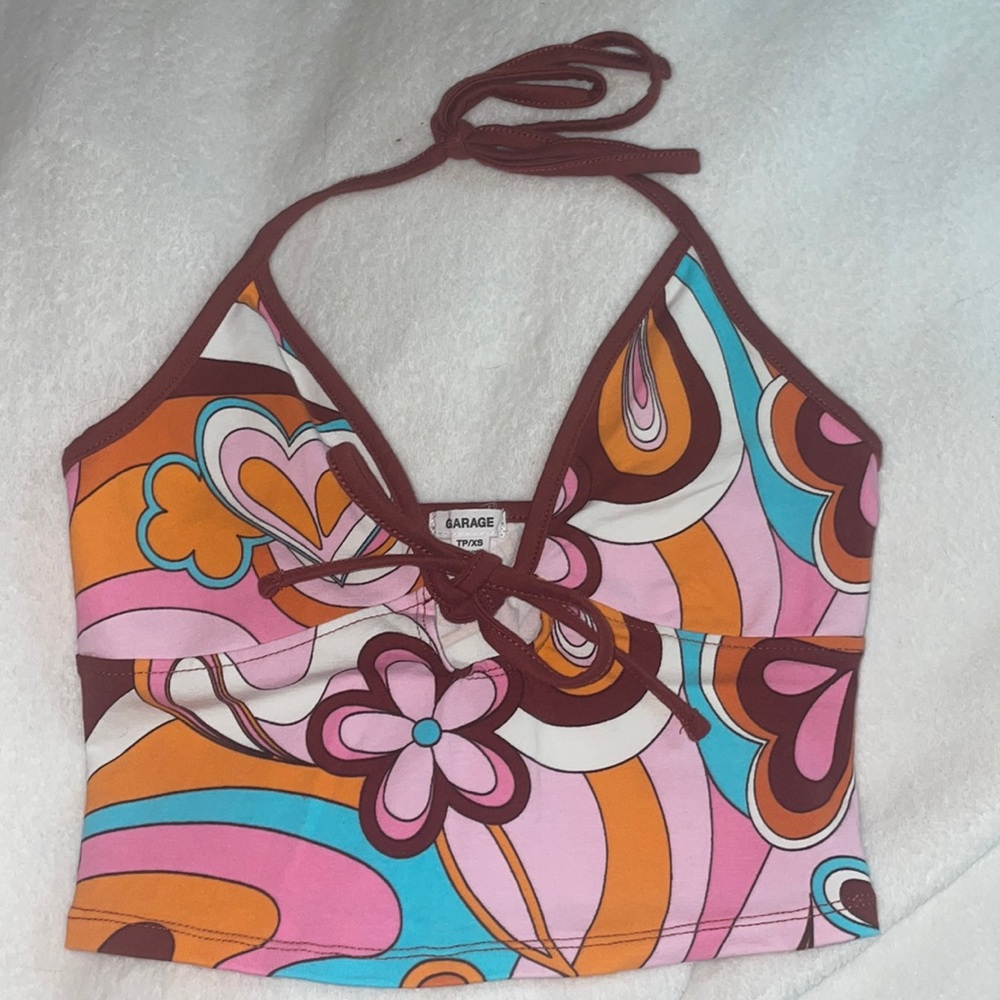 Tie up halter crop top from garage